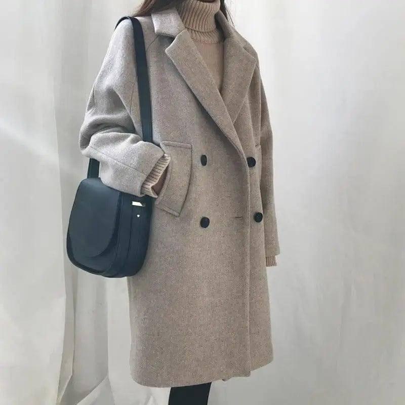 Temperament Slim Mid-length Winter Product Woolen Coat-3