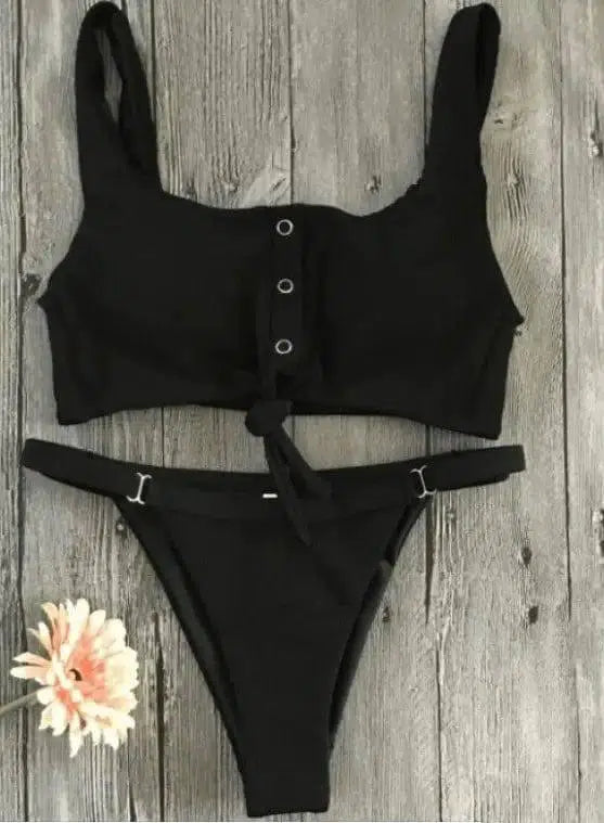 The Europe And The United States Sexy Swimsuit Bikini-Black-1