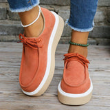 New Thick Bottom Lace-up Flats Women Solid Color Casual Fashion Lightweight Walking Sports Shoes-2