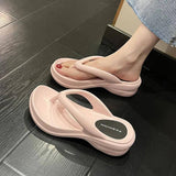 Thick Sole Wedges Flip Flops For Women Summer Clip-1