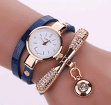 Thin belt fashion ladies watch Casual three-ring winding-Dark blue-10