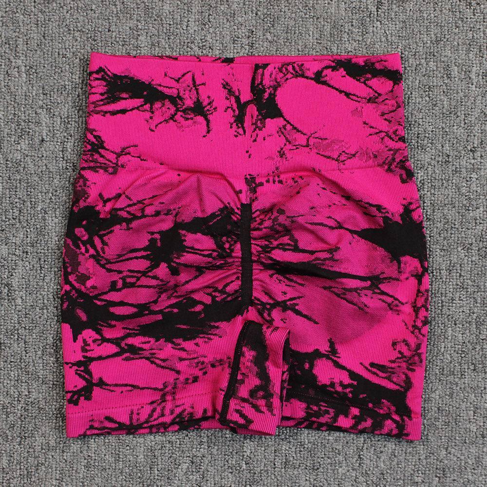 Tie-dye Printed Yoga Pants Summer Quick-drying Fitness-Rose Red-11