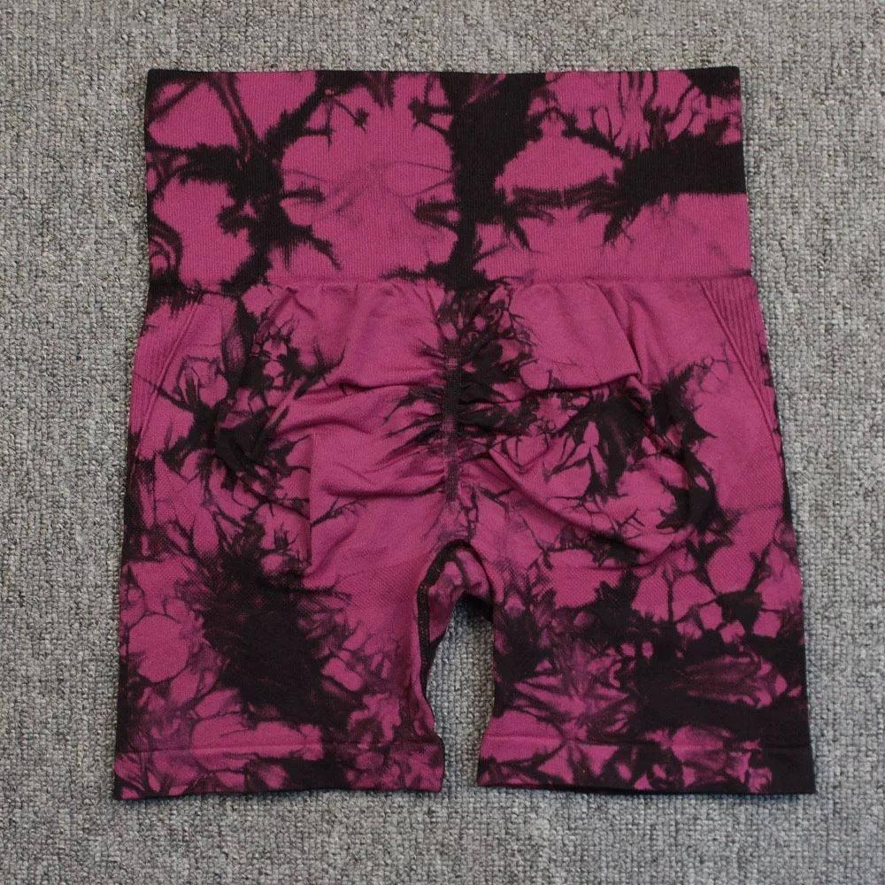 Tie-dye Printed Yoga Pants Summer Quick-drying Fitness-Wine Red-9