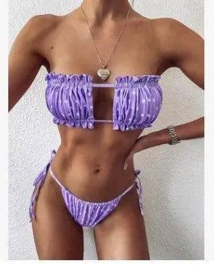 Trend Fashion Hollow Sexy Bikini Skinny Swimsuit-Purple-1