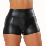 Shorts Shiny Elastic High Waist Shiny Faux-3