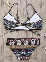 Bandage Aztec Biquini String Strappy Swim Wear Bathing Suit Swimsuit Beachwear Swimwear Women Brazilian Bikini-5