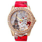 Vintage Paris Eiffel Tower Women's Quartz Watch Women Girls-Red-10