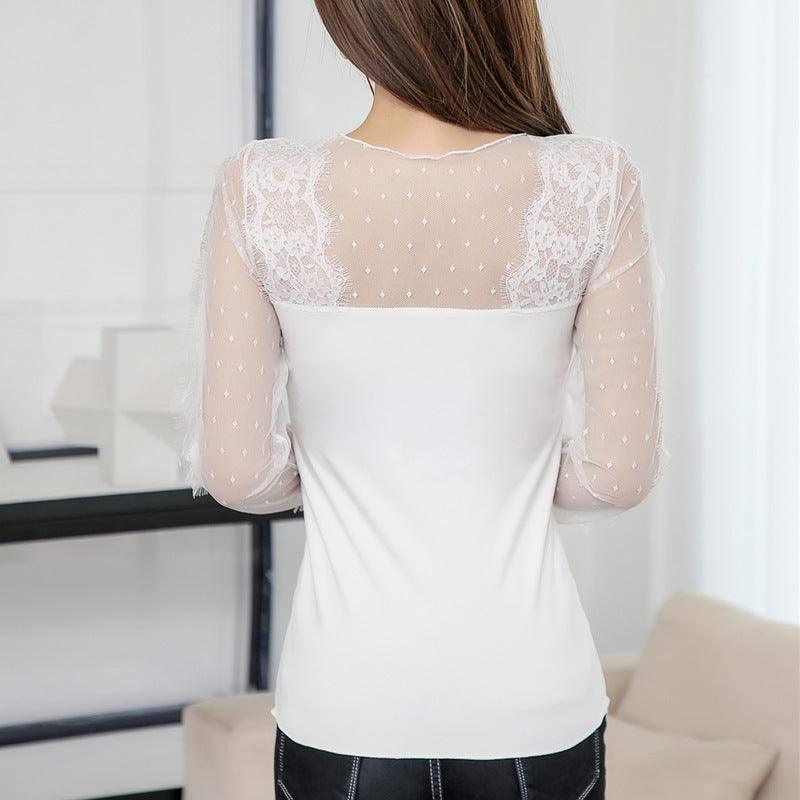 Warm Top Sheer Cutout Small Shirt-4