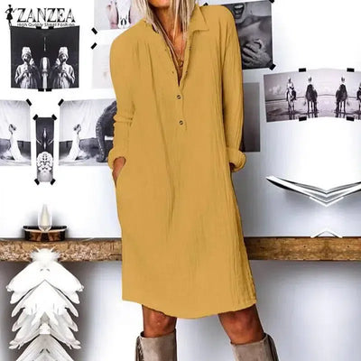 White Shirt Dress Casual Chic | Women's Streetwear Fashion-Style1 Navy-3