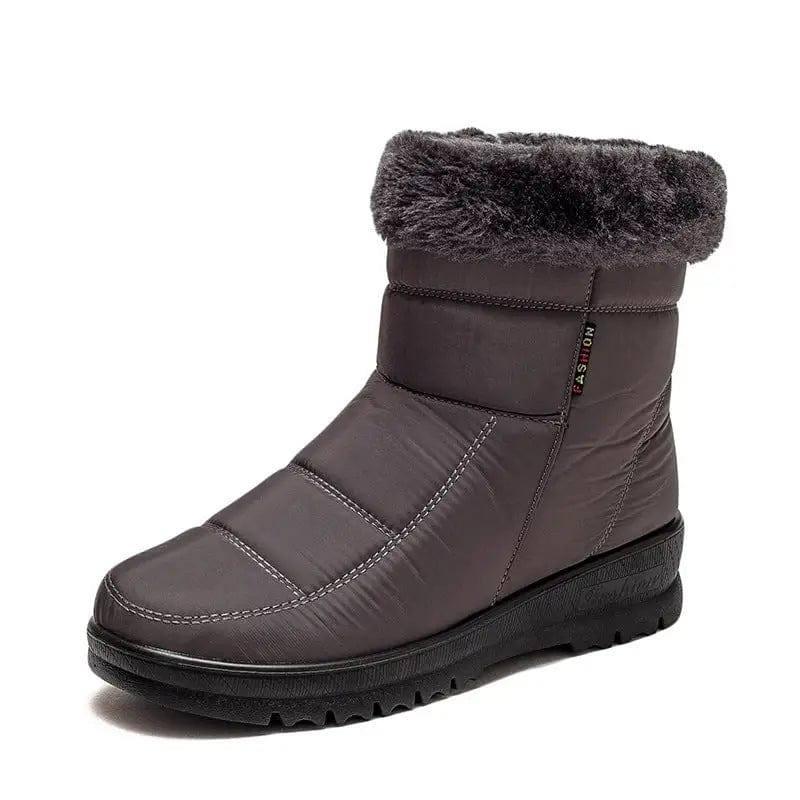 Winter Snow Boots Winter Warm Shoes For Women Low Heel Boots-Grey-8