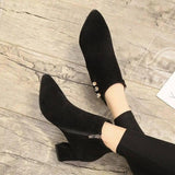 Women Pointed Thick Heel Martin Boots-3