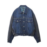 Women's Casual Patchwork Denim Pilot Jacket Coat-3