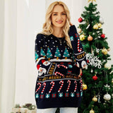 Women's Christmas Tree Sweater Pullover Snowman-2