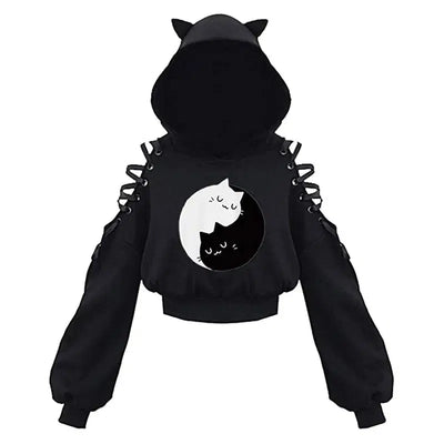 Women's Clothes Solid Color Gothic Hoddies Women's-6