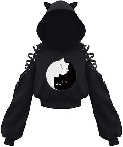 Women's Clothes Solid Color Gothic Hoddies Women's-B-8