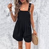 Chic Black Suspender Shorts for Every Occasion-S-4