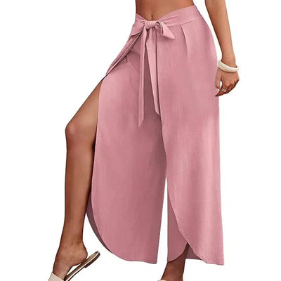 Women's Fashion Loose Casual Solid Color High Waist Flowy AG / 2XL-Pink-13