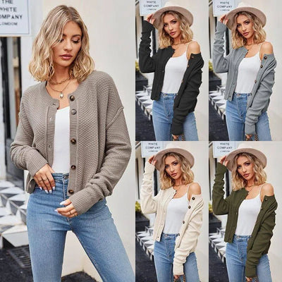 Women's Fashion Loose Retro Single Row Button Coat-1