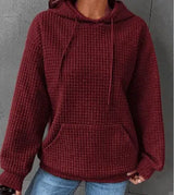 Women's Loose Casual Solid Color Long-sleeved Sweater-Red-10