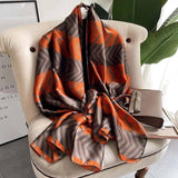 Women's Retro Fashion Decorative Scarf Silk Satin-Coffee-7