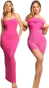 Women's Shapewear Dress Jumpsuit Tummy Tuck Lift Corset Open-Rose Red-6