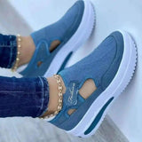 Women's Sneakers Summer Ladies Casual Low Wedge-Blue-5