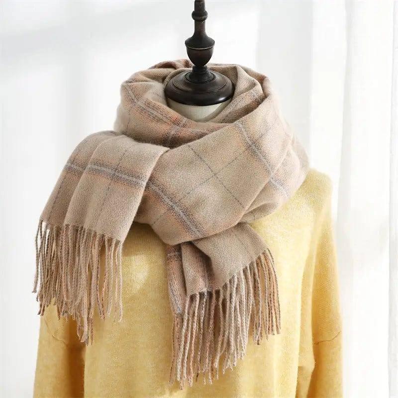 Women's Sweet Tassel Shawl Warm Cashmere Scarf-Meat pink-5