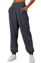 Women's Trousers With Pockets High Waist Loose Jogging Sports Pants Comfortable Casual Sweatshirt Pants-Dark Grey-10