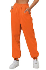 Women's Trousers With Pockets High Waist Loose Jogging Sports Pants Comfortable Casual Sweatshirt Pants-Orange-15