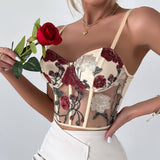 Women's Vest Retro Net Yarn Flowers Embroidered Vest-7