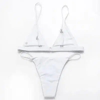 Women's Wire Free High Leg Triangle Bralette Bikini-3