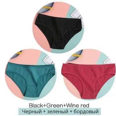 Women Underpants Solid Girls Briefs Female Lingerie-A-1