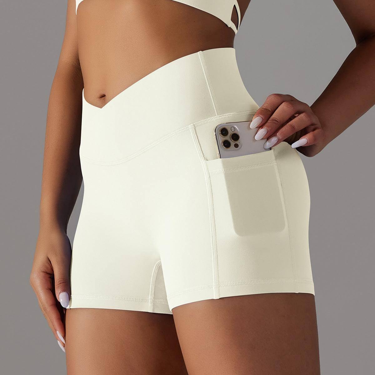 Yoga Shorts With Phone Pocket Design Fitness Sports Pants-XS-12