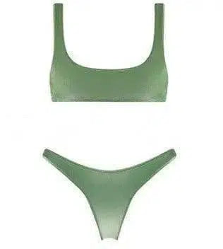 low waist Bikini Bathing Suit-Green-6