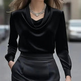 Elegant Satin Button-Up Blouse