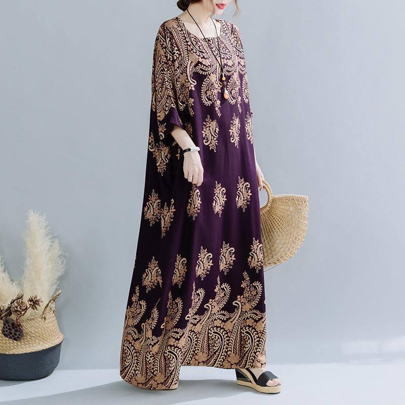 Spring Ethnic Style Plus Size Women's Cotton Silk Robe Loose-4