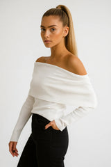 Off Shoulder Knitted Long Sleeve