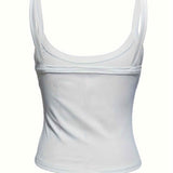 Women's Solid Color Ribbed Camisole Top | Knitted Tight-Fit Basic