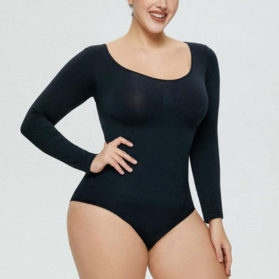 Corset Long Sleeve Bodysuit for Women-Black-8